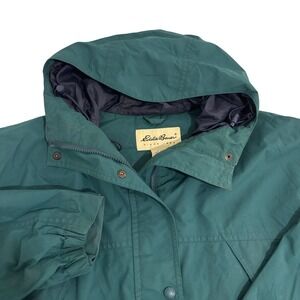 Eddie Bauer Gore-Tex Waterproof Rain Jacket‎ Parka Womens Small Green Hooded